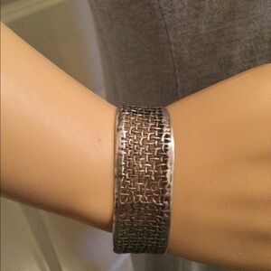 Artisan made open weave sterling silver bracelet
